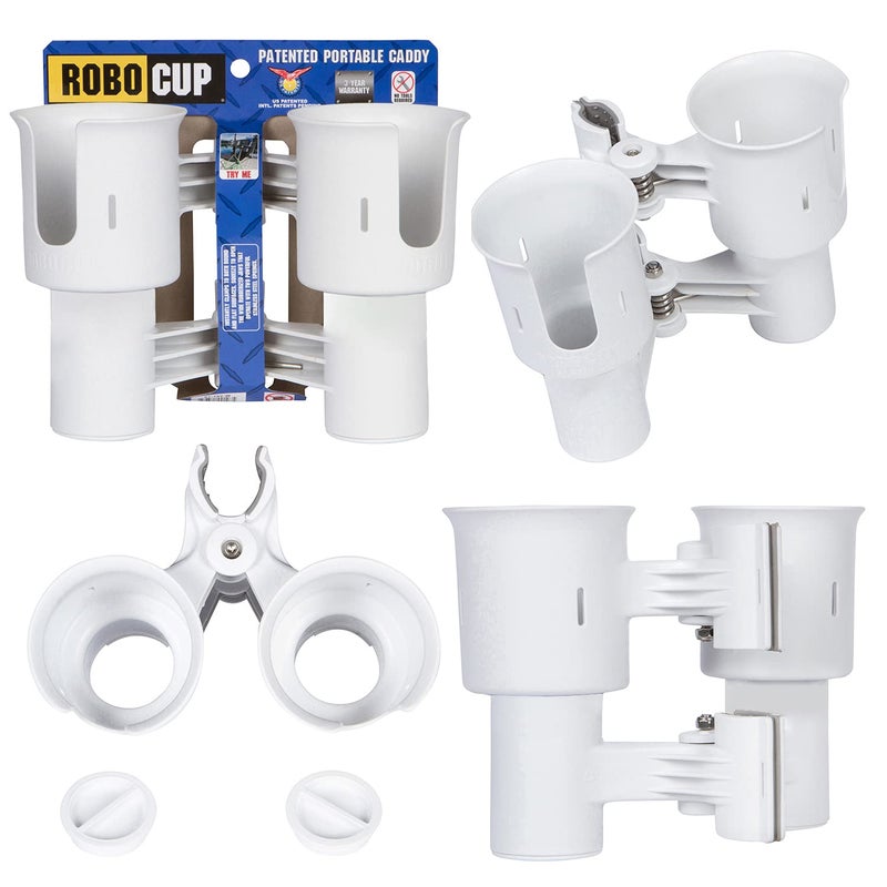 ROBOCUP, (White), Best Cup Holder for Drinks, Fishing Rod/Pole, Boat, Beach Chair, Golf Cart, Wheelchair, Walker, Drum Sticks, Microphone Stand - Image 1